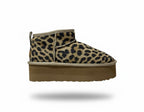 Leopard Print Sueded Platform Mini Boots